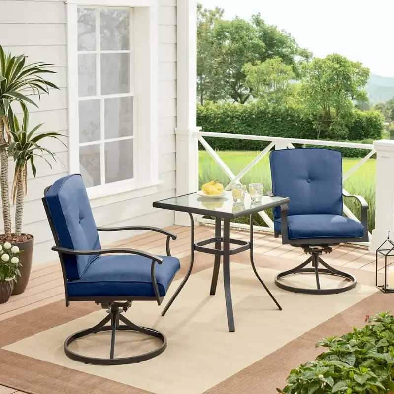 

Park 3-Piece Outdoor Furniture Patio Bistro Set, Blue