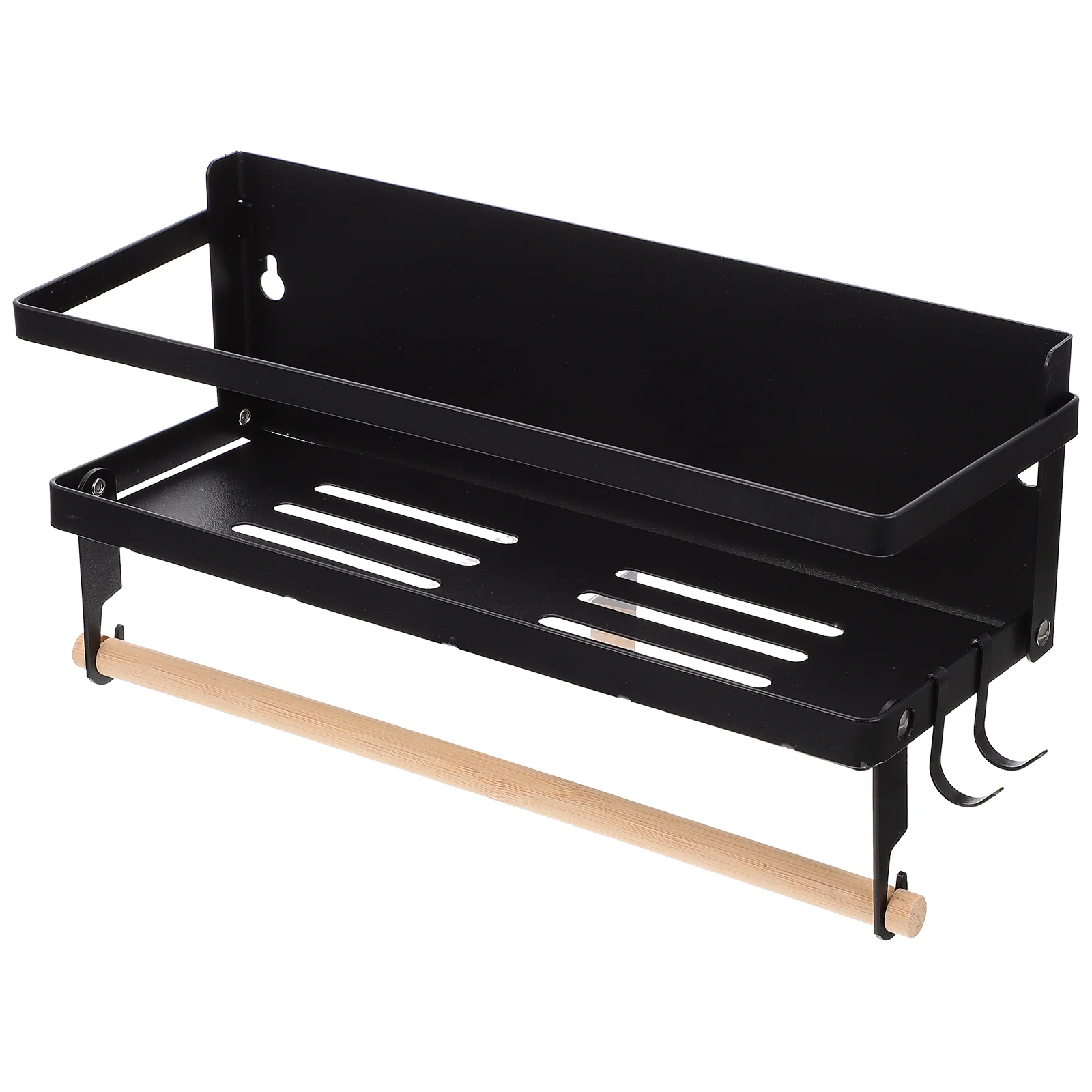 

Storage Rack Magnetic Storage Basket Wall-mounted Rack with Screws (Black)