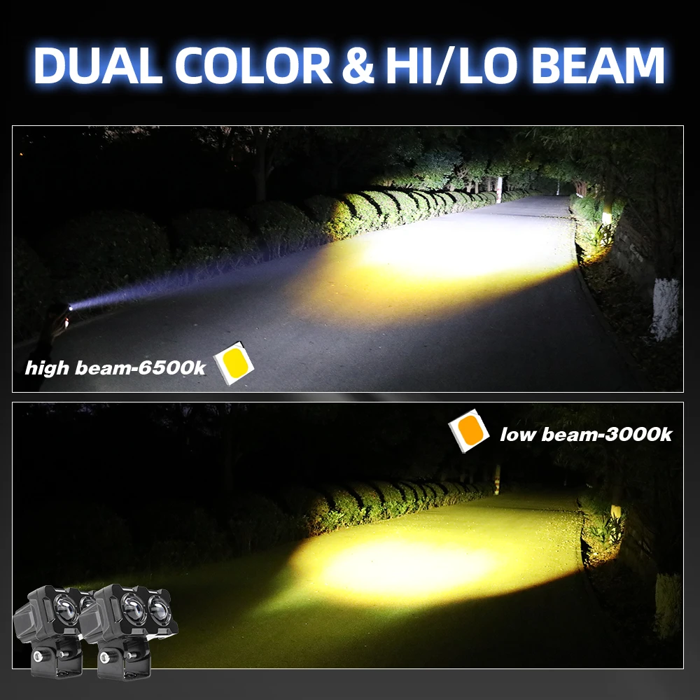 HAOLIDE Мотоциклетный светодиодный прожектор 2-дюймовый двухцветный