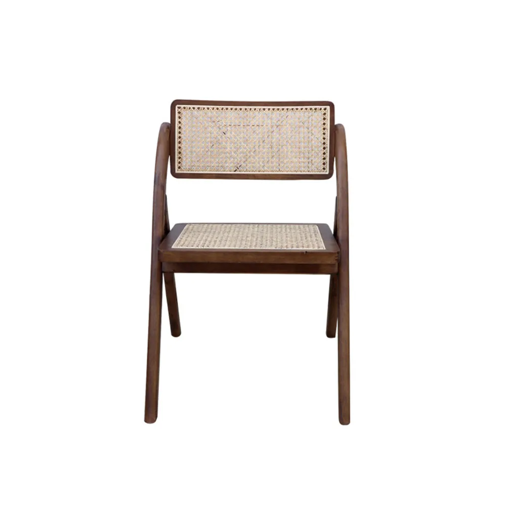 

Solid Wood Restaurant Chairs Rattan Weaving Single Person Retro Foldable Comfort Durable Use Skeletonless Leisure