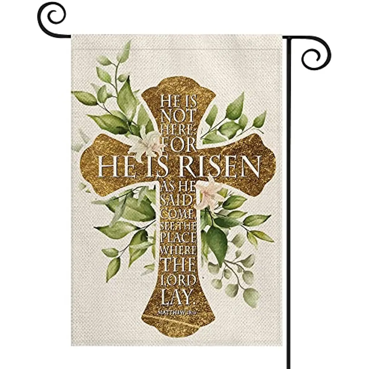 

He Is Risen Easter Garden Flag 12x18 Inch Double Sided Eucalyptus Lily Spring Holiday Yard Outdoor Flag Fade Resistant