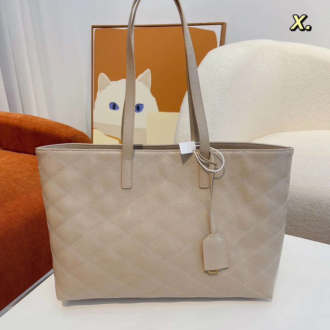 High quality new shopping single bag oil wax cow leather tote bag Lingge large capacity bag tote single shoulder women's bag