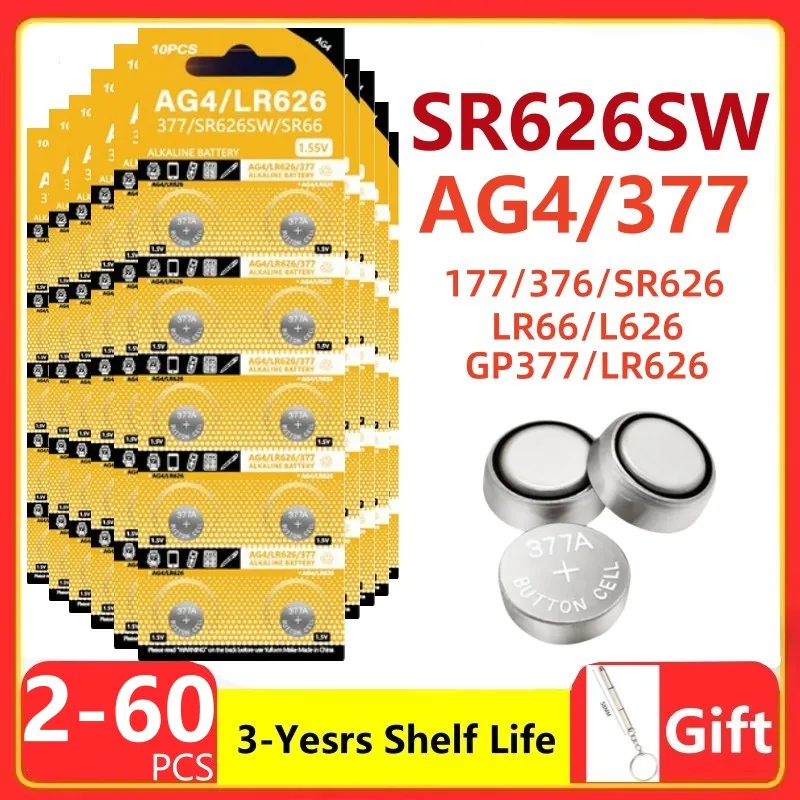 Sr626sw Sr626 Cell Coin Alkaline Battery 177 376 626a Lr66 L