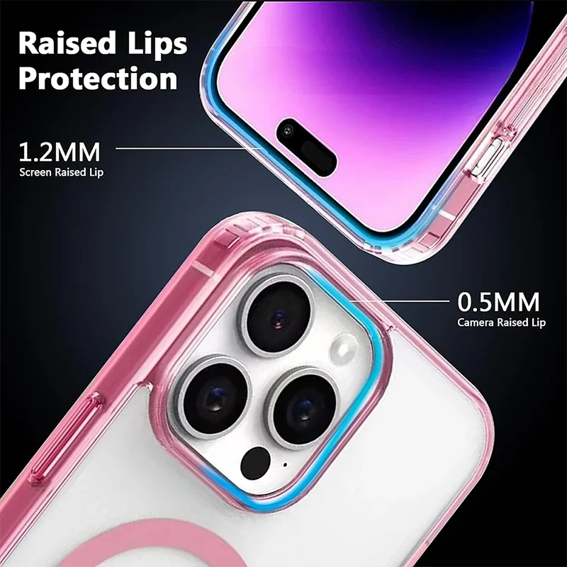 Фото Сильный магнитный гибридный чехол Magsafa ярких цветов для iPhone 16, 15, 14, 13, 12, 11 Pro XS Max Plus Mini X XR, матовый твердый силиконовый чехол №4