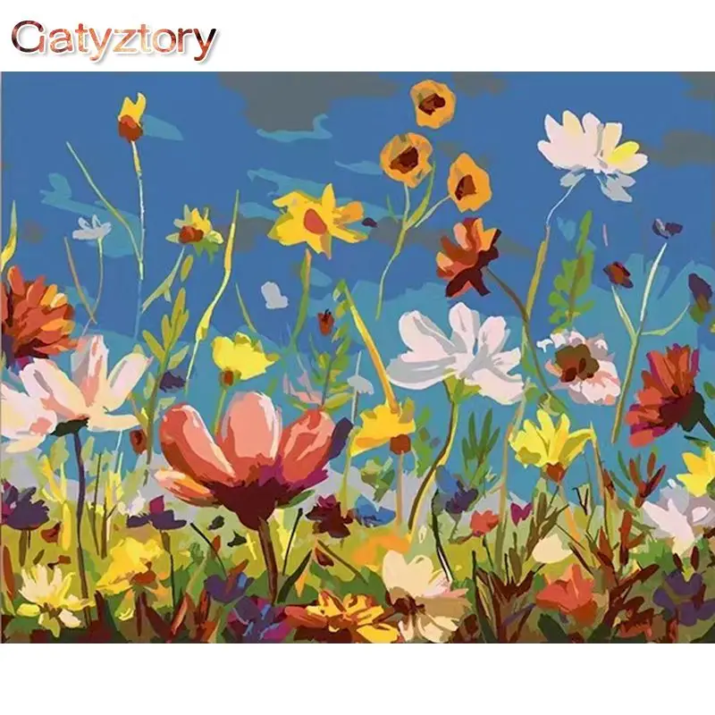 

GATYZTORY DIY Painting By Numbers Kit Flowers Picture Colouring Zero Basis HandPainted Oil Painting Home Wall Decor Canvas Art G