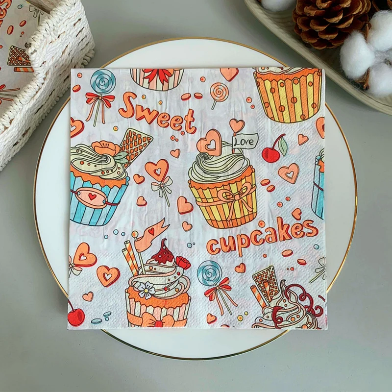 

20 шт./пакет милые бумажные салфетки для торта, десерта, послеобеденного чая, украшения для вечеринки, поставки в Западном ресторане 10