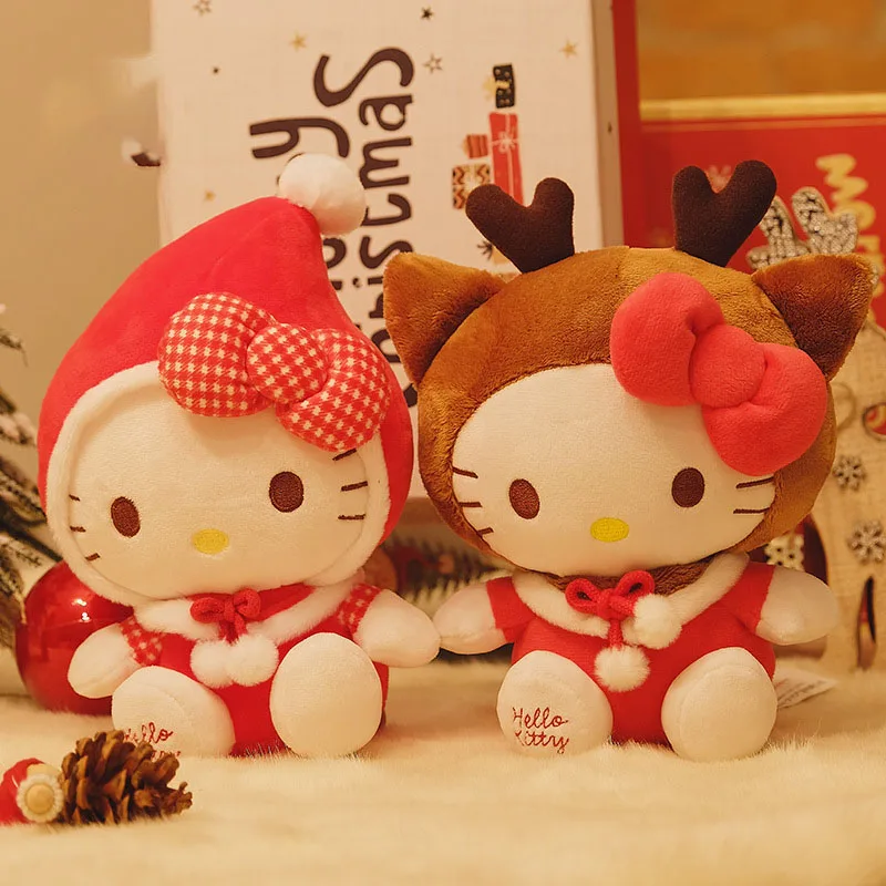 20Cm Sanrios Kawaii My Melody Hello Kittys Cinnamoroll Cute Cartoon Anime Plush Doll Christmas Elk Plush Toys Children's Gift