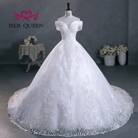 Off Shoulder Cap Sleeves Pretty Lace Embroidery Wedding Dresses Ball Gown 2023 Women New Wedding Dress Pure White Color WX0298
