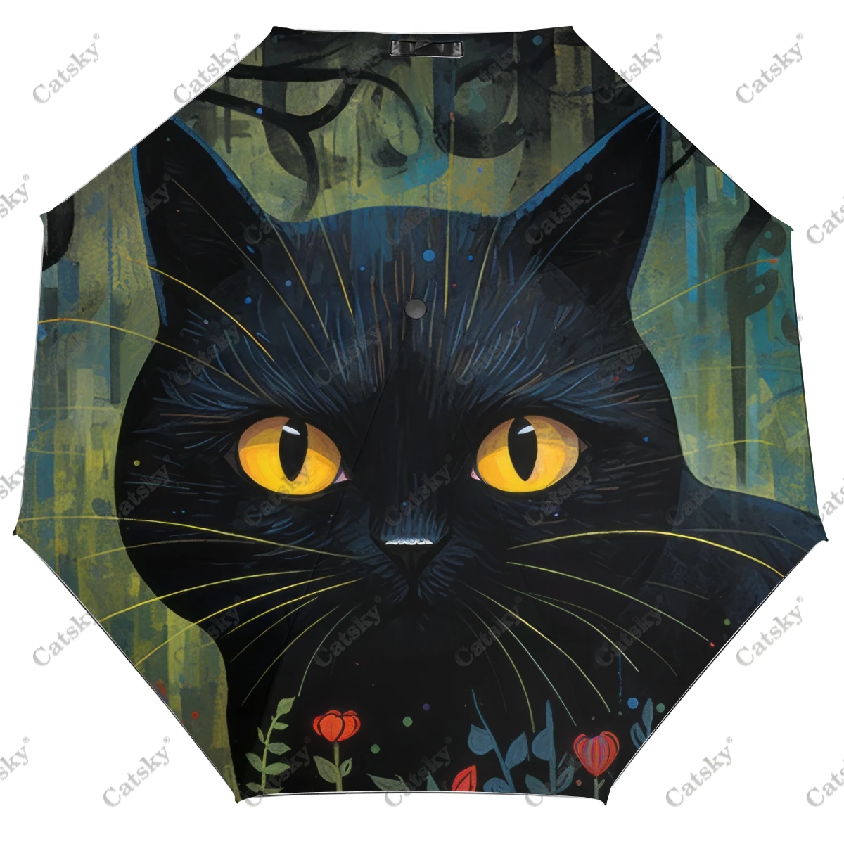 

Spooky Cats for Halloween Umbrella Rain Women Automatic Umbrella Three Folding Sun Protection Umbrella Male Portable Parasol
