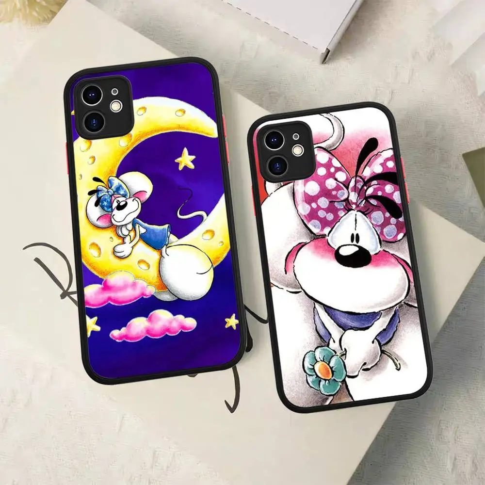 Фото Прозрачный матовый противоударный чехол с аниме-дизайном Diddl Cut для iPhone 16, 15, 14 Plus, 13, 12, 11 Pro Max, X, XS MAX №4