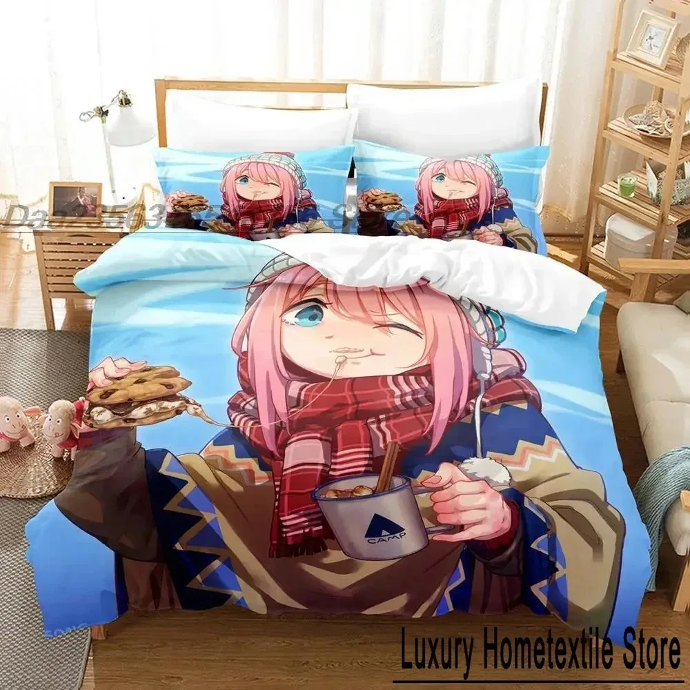 Yuru Camp Bedding Set Single Twin Full Queen King Size Bed Aldult Kid Bedroom Duvetcover Sets 3D Print Anime bed sheet set