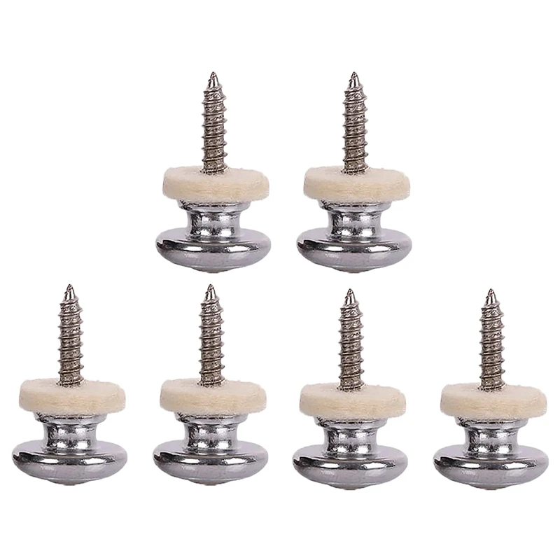 

6PCS Wool Copper Guitar Strap Lock Locking Pegs Pins Mushroom Shape End Button For Acoustic Classical