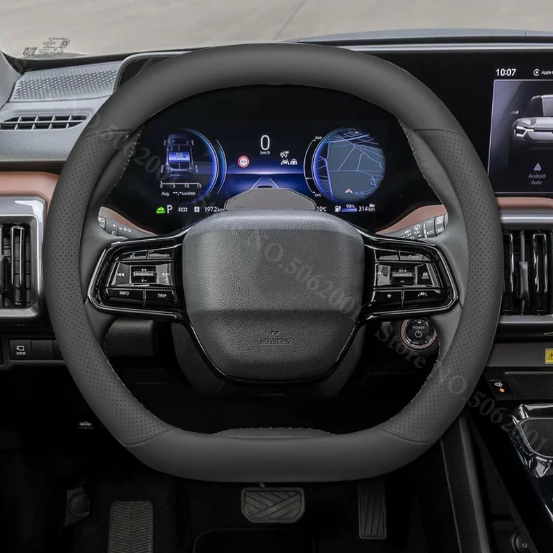 Фото Для Suzuki e VITARA 2025 2026 2027: Кожаный чехол-накладка на руль типа Double D, противоскользящий, декоративный аксессуар №2
