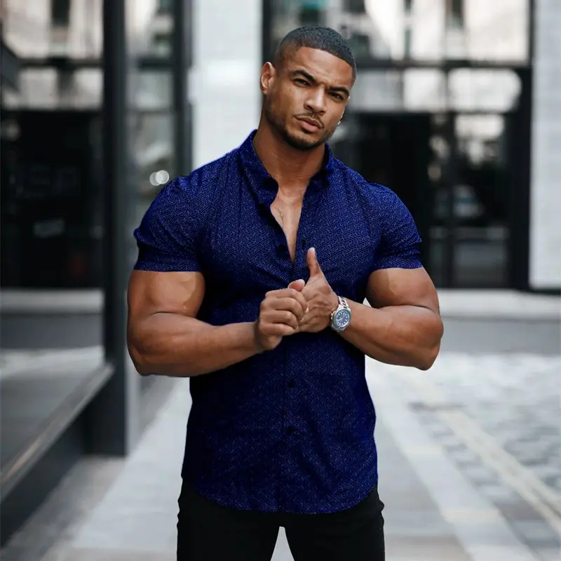 2022 Summer New Streetwear Fashion Trend Men's Shirts Business Casual Button-Up Short Sleeve Shirts T-Shirt Tops