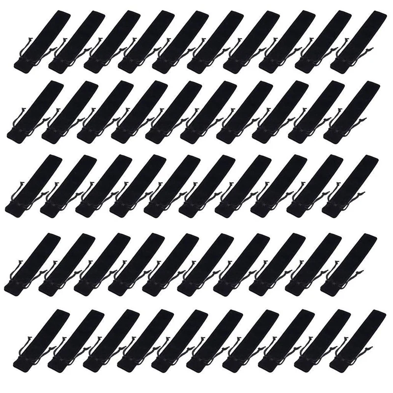 

Сумка для хранения 50 шт., черный бархатный рукав-карандаш на шнурке, одинарный цвет