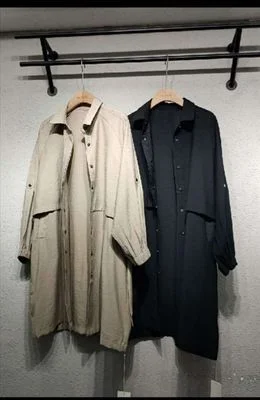

Inbasic fall 2022 casual women's wear Korean cotton yarn dyed stripe long sleeve top windbreaker coat 20158