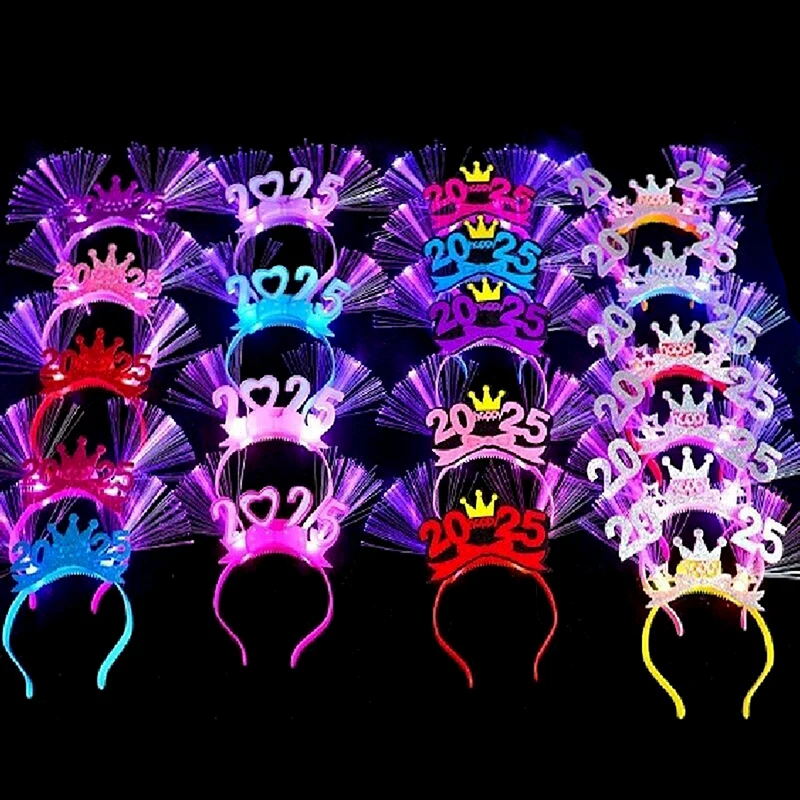 Светодиодный светящийся ободок на голову с новым годом 2025 креативные светящиеся