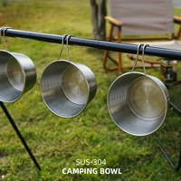 outdoor camping 304 stainless steel bowl 600ml camping mountaineering portable bowl picnic tableware bowl