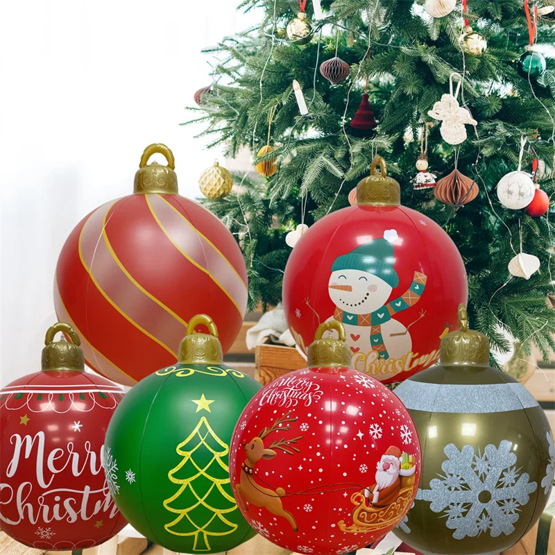 60CM Christmas Inflatable Ball Decorated PVC Giant Big Large Balls Xmas Tree Decorations Toy Without Light Ornament