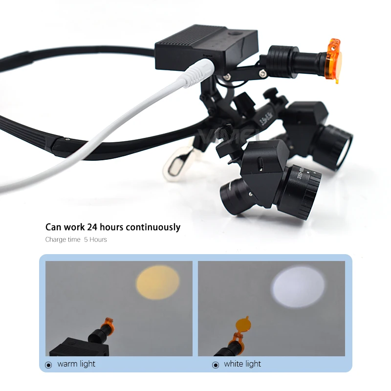 48 ° Den Tal Loupes 5 Вт налобный фонарь бинокулярная медицинская лупа 3 5X-5 5X регулируемая