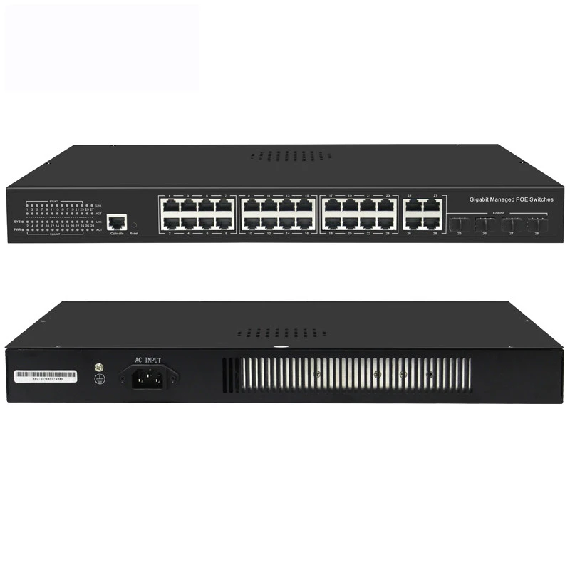 

10/100/1000mbps 400w 24 ports managed poe switch with 4 sfp combo and gigabit uplink ethernet port