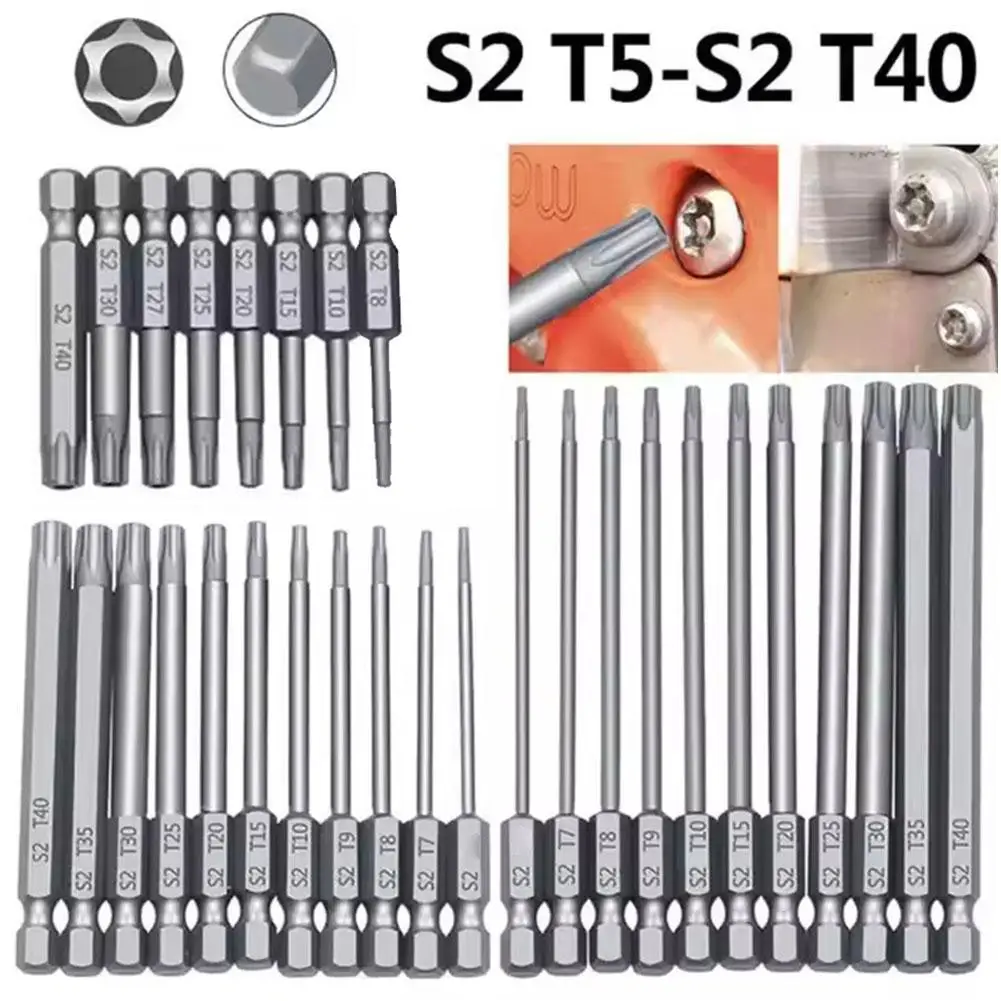 50/75/100/150 мм 1/4 &quotзащитные биты Torx с шестигранным хвостовиком T7 T8 T10 T15 T20 T25 T27 T30 T40