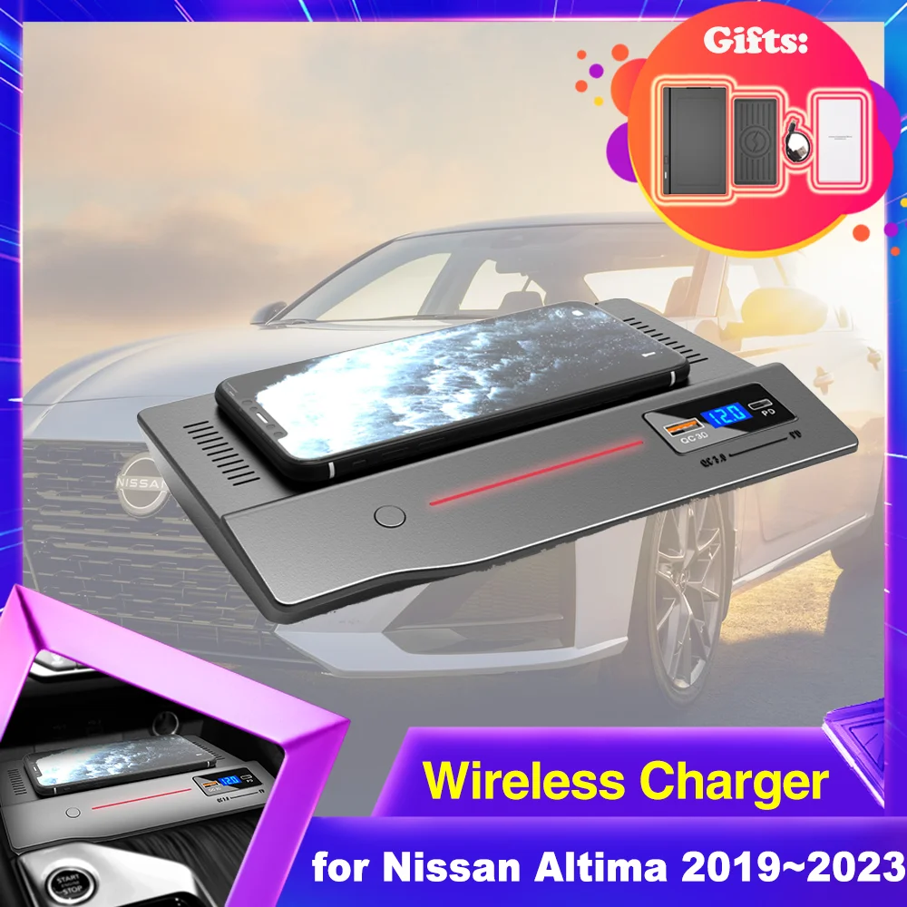 

Car Wireless Charging Pad for Nissan Altima L34 SR SL 6th Gen 2019~2023 Phone Fast Charger Plate Tray Accessorie 2020 2021 2022