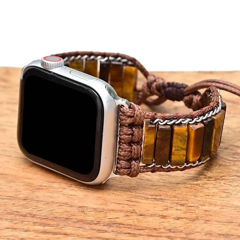 

Vintage Natural Stone Chakra Bracelet for Apple Watch 38mm/44mm Boho Beaded Band Smartwatch Bracelet for Iwatch Serie 1-7 Series