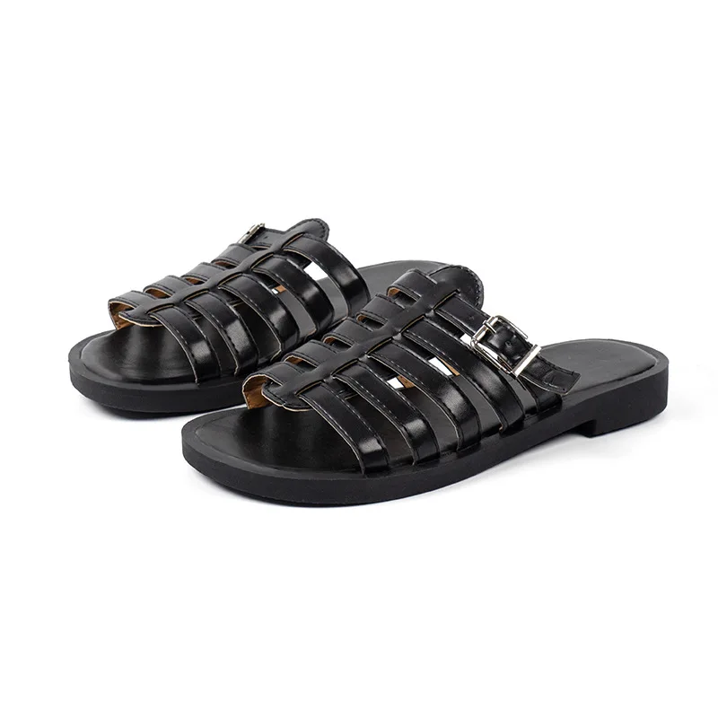 Flat Roman Sandals slippers for women 2023 summer new thick soled round toe open toe slippers women's shoes Big size 35-43