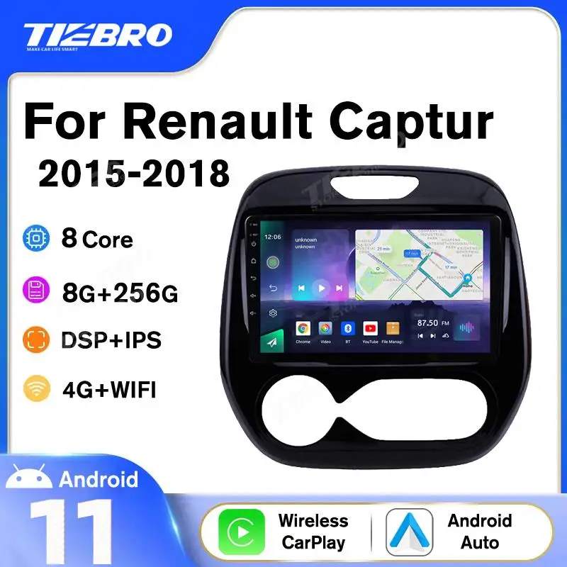

TIEBRO A07 Android 10.0 Car Radio For Renault Captur CLIO 2015-2018 Stereo Multimedia Player Carplay GPS Navigation NO 2 Din DVD