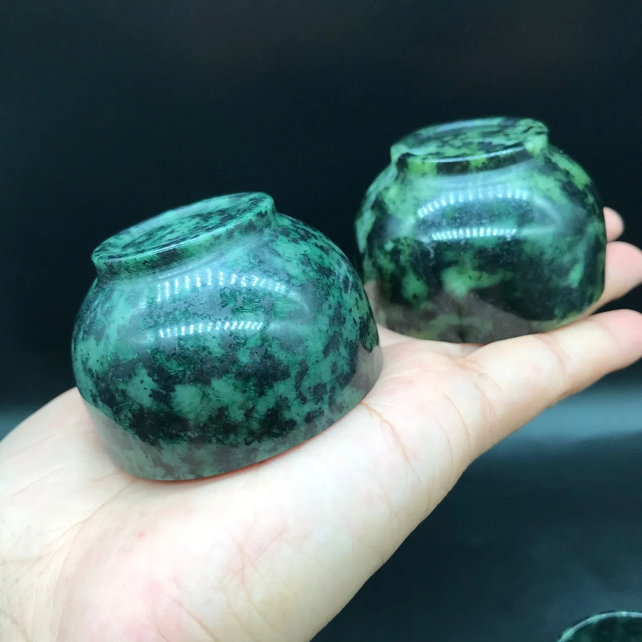 4 шт. темно-зеленая нефритовая чайная чаша для здоровья посуда Gongfu целебный