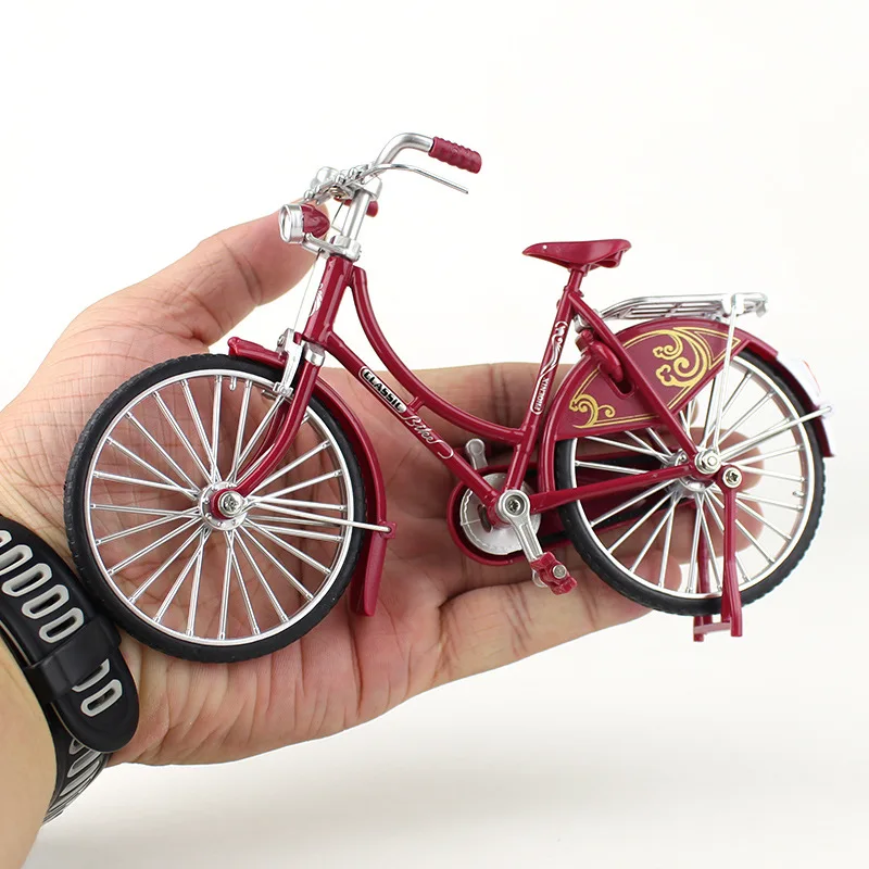 

1:10 Mini Model Alloy Retro Bicycle Diecast Finger Mountain Bike Bend Adult Simulation Collection Die Cast Gifts Toys for boys