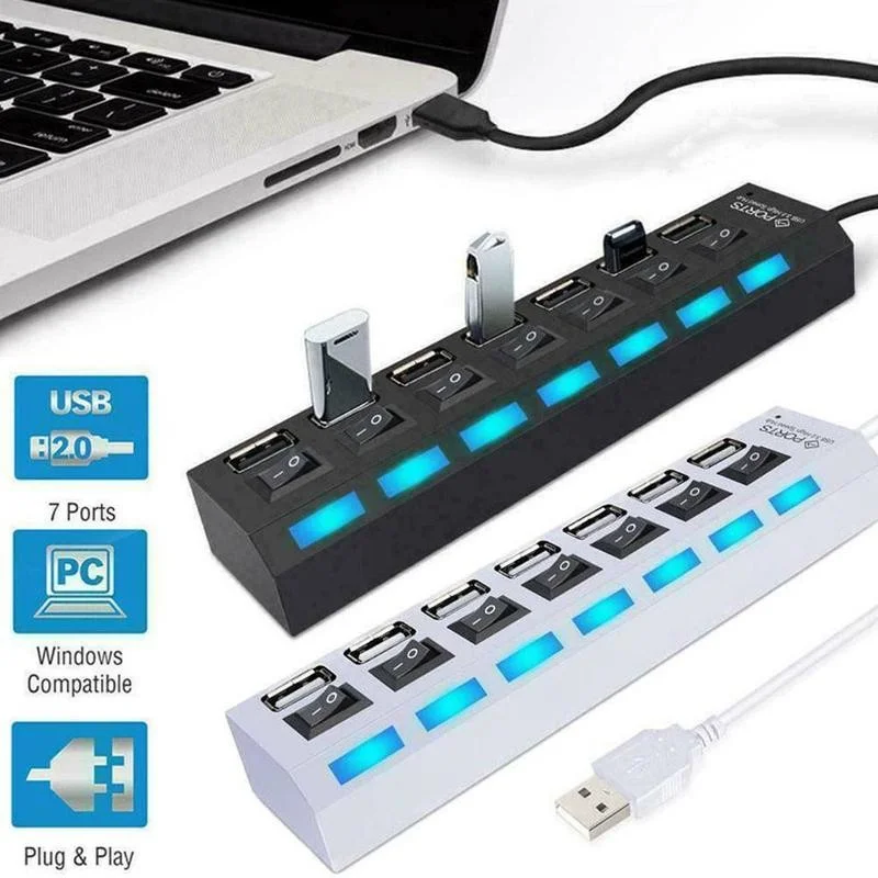 

USB-удлинитель для компьютера 4 или 7 портов, USB 2,0