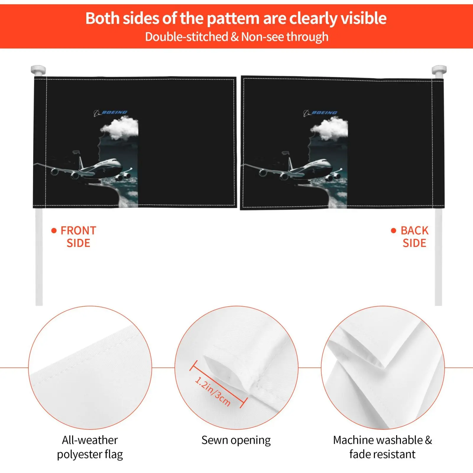 Самолёт Boein и логотип в небе наружный декор флаг автомобиля Боинг 747 самолёт с