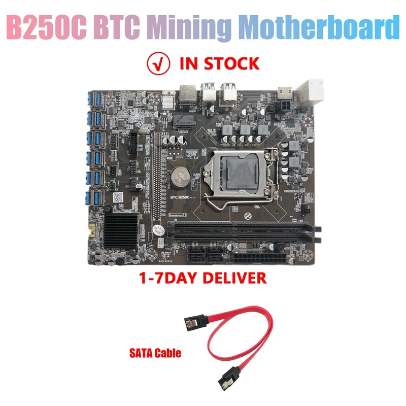 

b250c btc Mining Motherboard 12XPCIE to USB3.0 Graphics Card Slot LGA1151 Supports DDR4 DIMM RAM Computer Motherboard