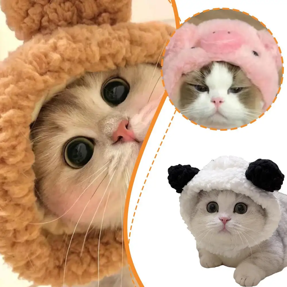 Милая повязка на голову для домашних животных плюшевая пряжа кепка кошек и собак