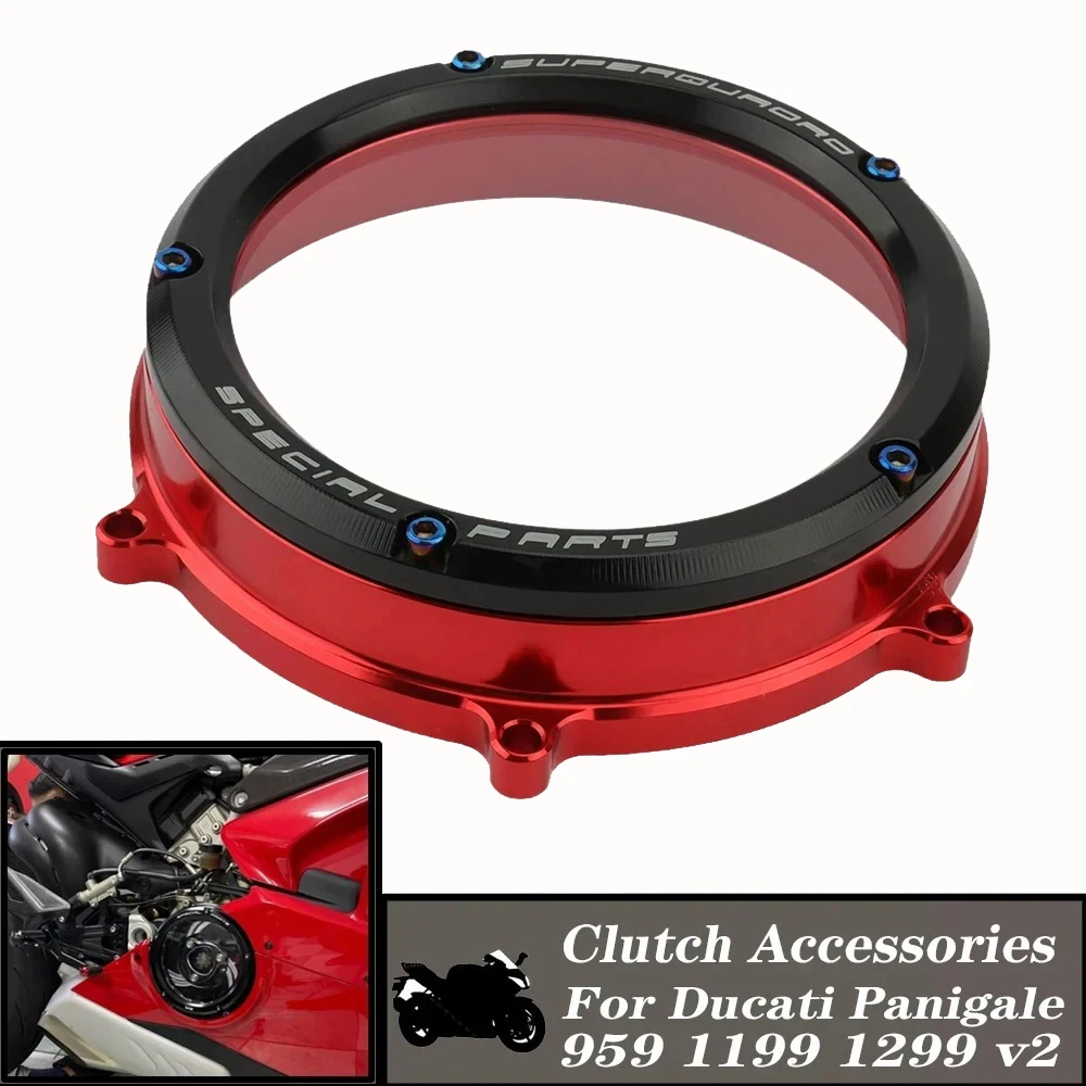 

Для Ducati водонепроницаемая защитная защита из алюминиевого сплава Panigale 959 1199 1299 V2 2020-2021 прозрачная крышка сцепления двигателя мотоцикла