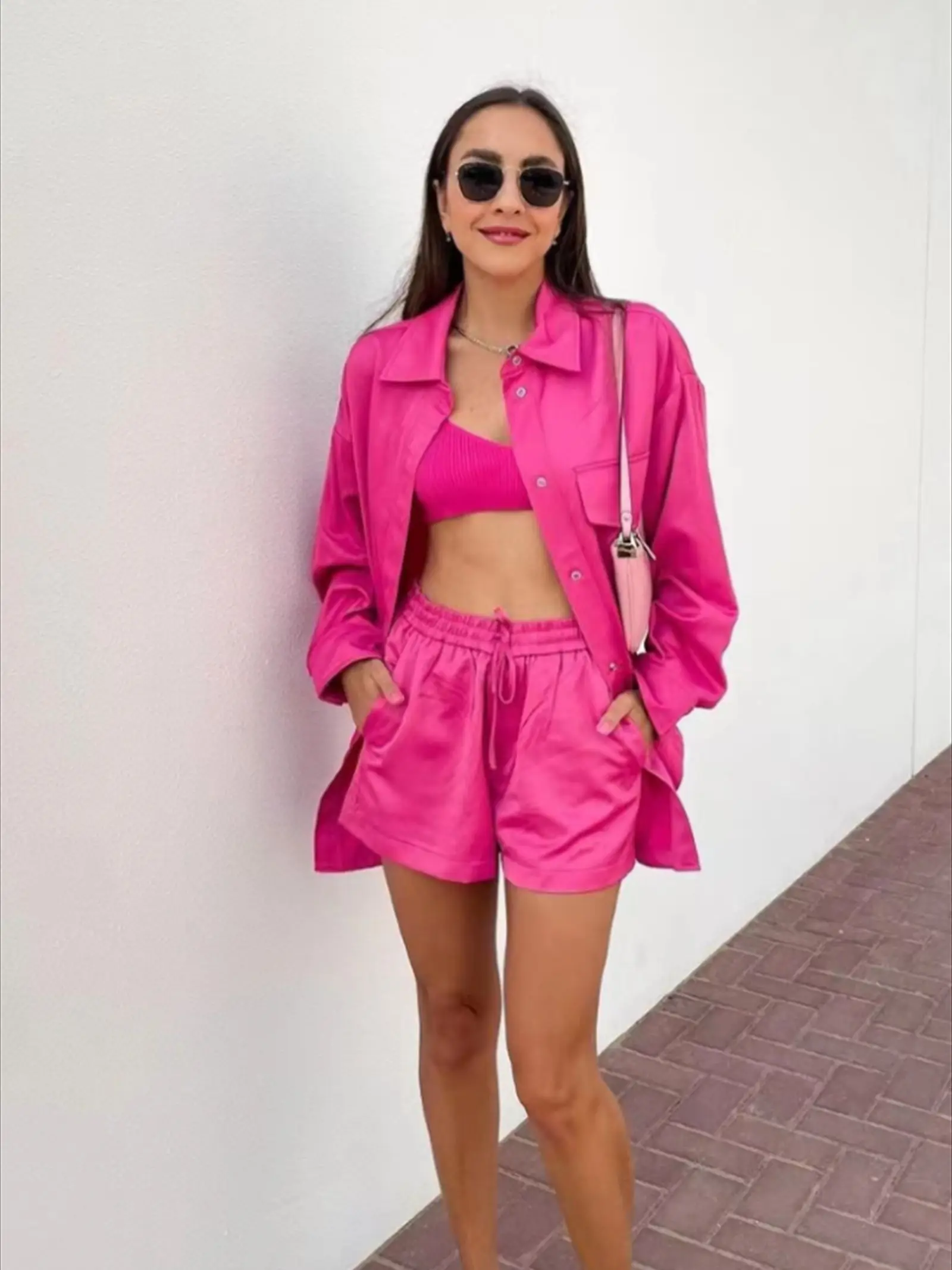 

PUWD Women Turn-down Collar Satin Texture Blouse 2022 Spring Fashion Ladies Office Space Vintage Loose Solid Color Shirt Top