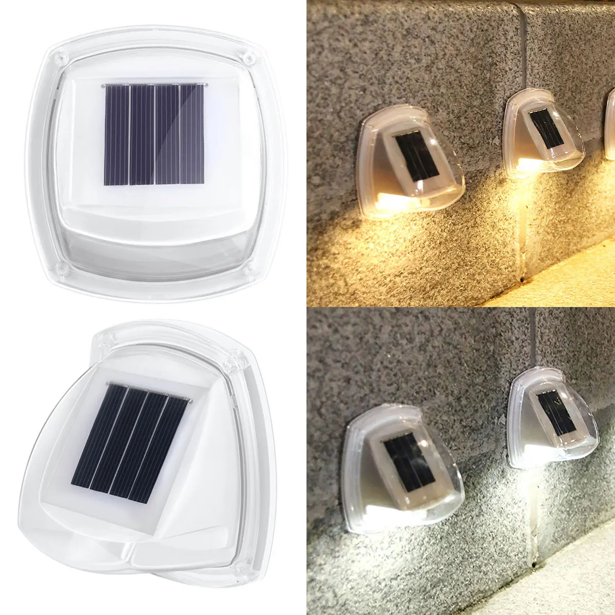 

2pcs Solar Wall Light Outdoor LED Solar Fence Light Auto ON/OFF Solar Deck Light IP65 Waterproof Solar Step Light for Patio Stai