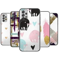cute elephant feather phone case hull for samsung galaxy a70 a50 a51 a71 a52 a40 a30 a31 a90 a20e 5g a20s black shell art cell c