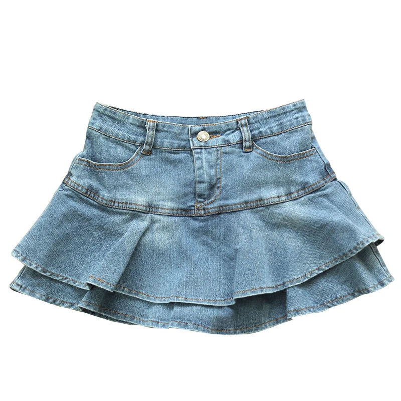 

Skirts Korean Style Casual Faldas Mujer 2022 Summer Low Waist A Line Denim Skirt Women Sexy Pleated Mini Jeans