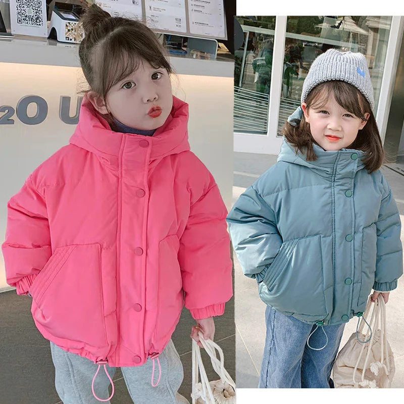 

New Big Size Keep Warm Winter Girls Jacket Cute Heavy Thick Hooded Windbreaker Coat For Kids Children Birthday Present