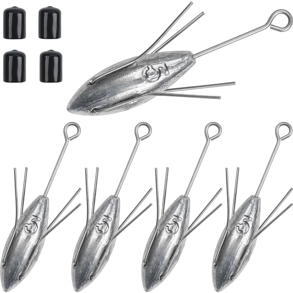 

4Pcs Sputnik Sinker Weights Surf Fishing Long Tail Lead Weights Casting Sinker 3oz-6oz Fishing Spider Weight