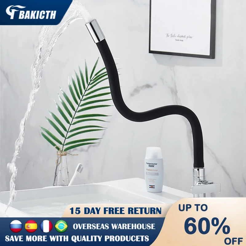 

Bakicth colorful hose kitchen faucet black chrome kitchen hot cold water mixer tap sink faucet for kitchen stainless steel