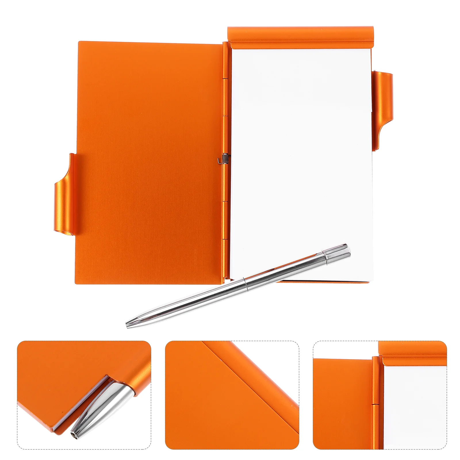 

Clamshell Notebook Do List Pocket Office Metal Notepad Notebooks Pen Stand Holder Paper Multi-function Planning Pads Memo To