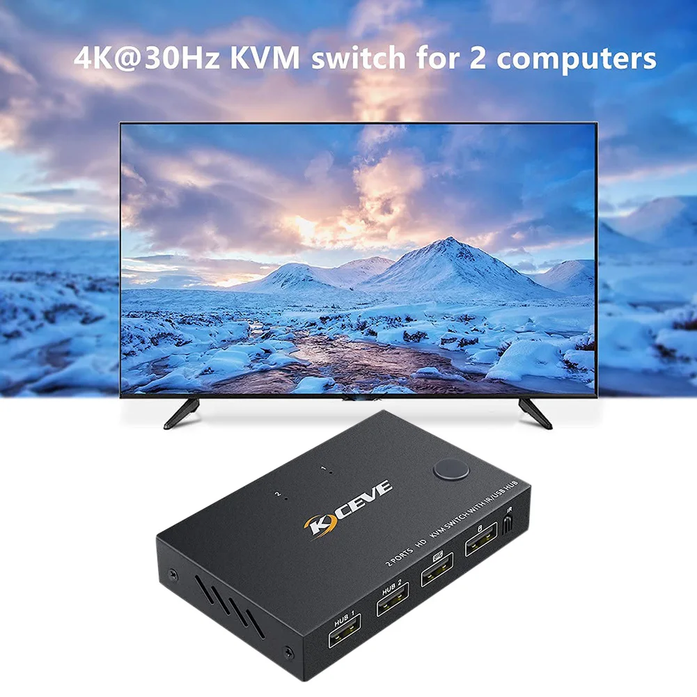 

HDMI-compatible KVM Switch for 2 Computer to Share Keyboard Mouse Printer KVM Switcher Display Synchronization