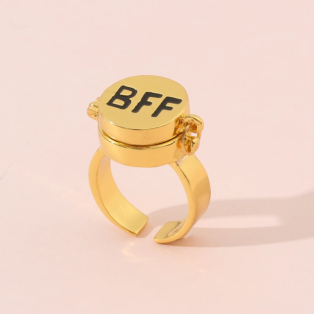 

BFF Best Friend Forever Cute Cartoon Ring Trendy Friendship Open Adjustable Rings For Friend Gifts Anime Jewelry Accessories