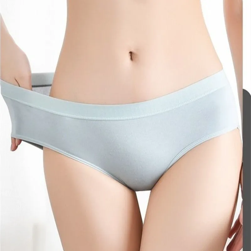 

Women's Underwear Schoolgirls Solid Color Milk Silk Breathable Sweat-absorbing Mid-waist Sexy Cute Underwear 2-pack
