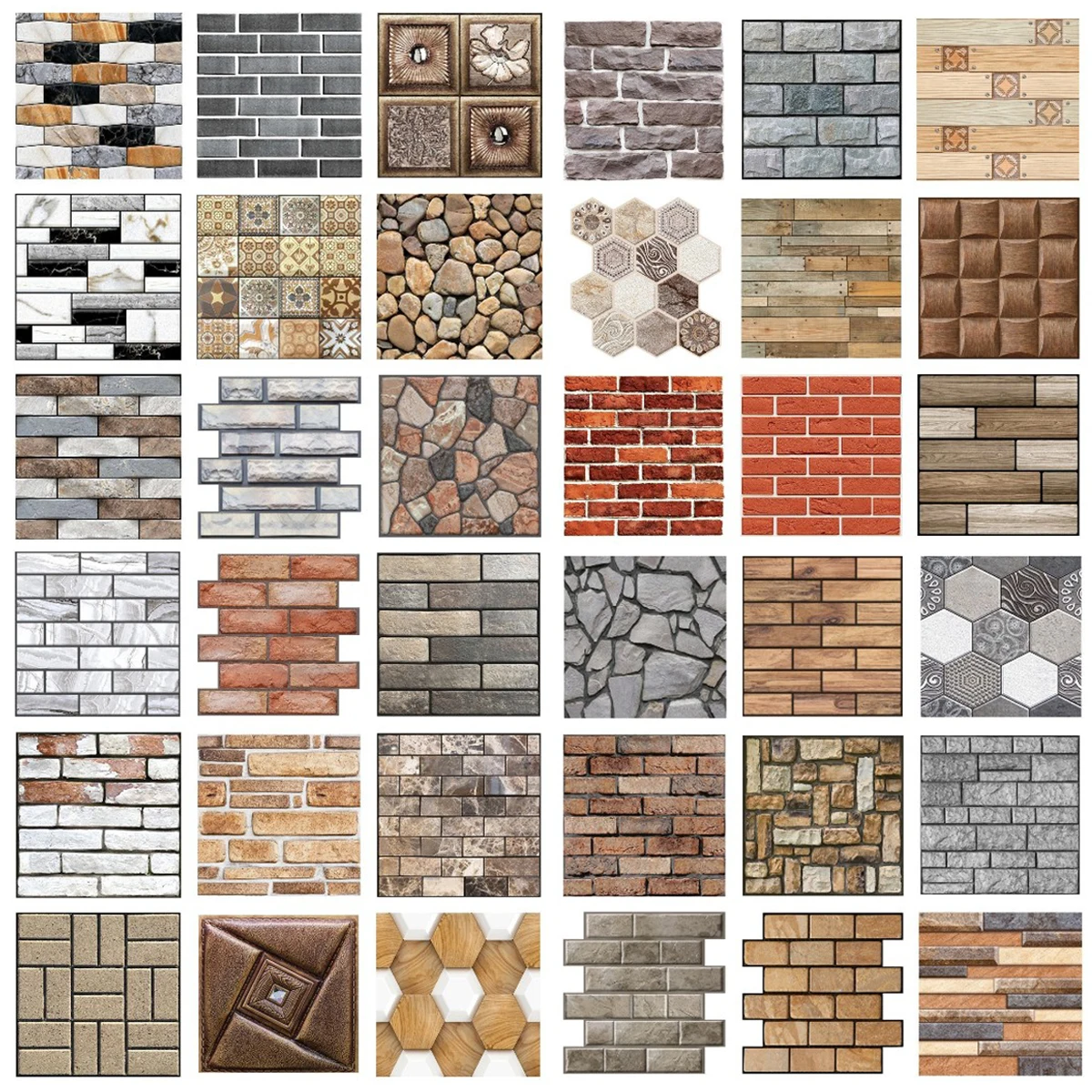 

3D Self-Adhesive Wall Stickers Waterproof PVC Wallpapers Removable Wall Sticker for Home Bedroom Living Room TV Background Decor