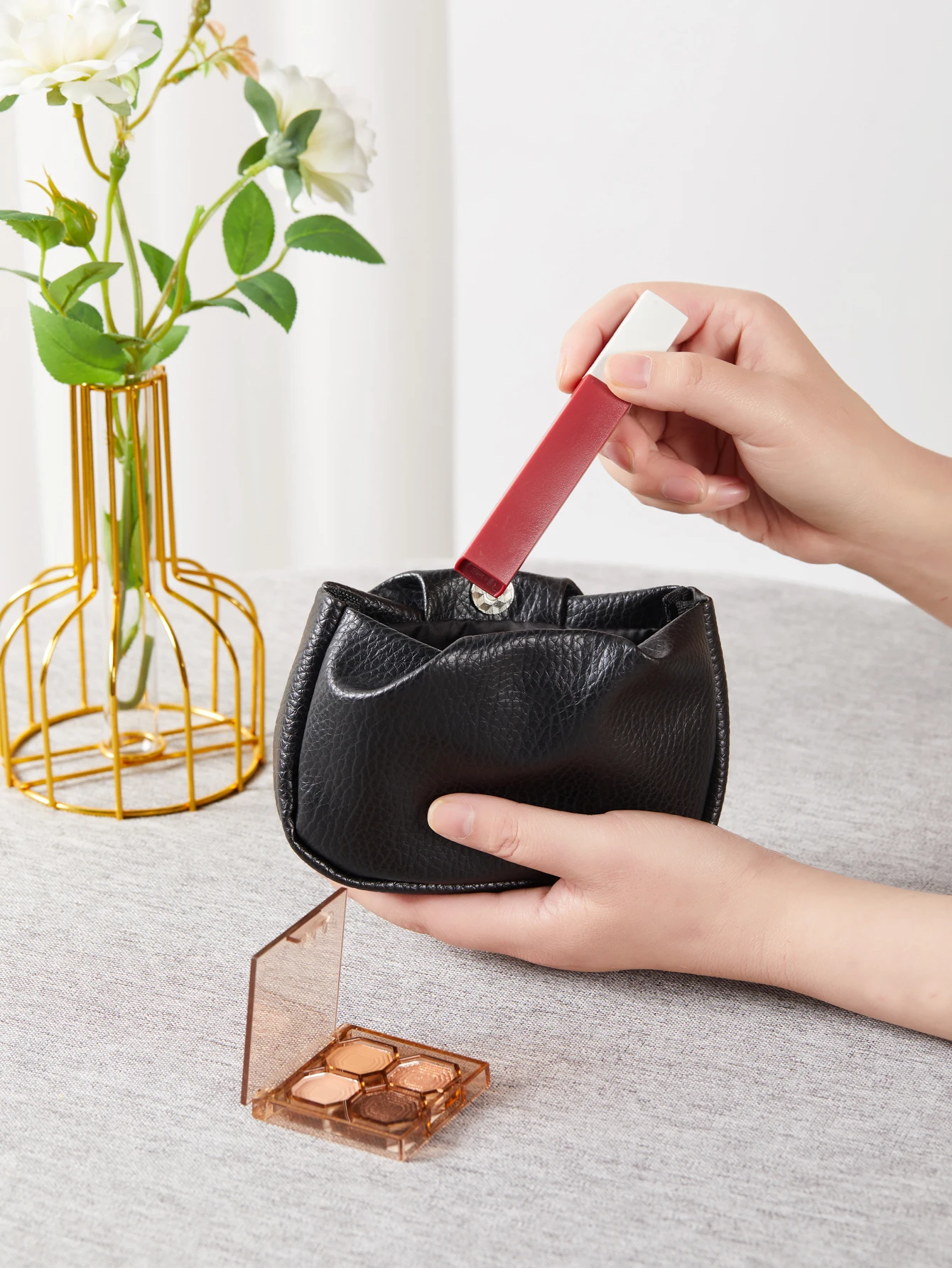 Большая Черная Косметичка С Личи 1 Шт. Для Путешествий Органайзер Кистей Женские